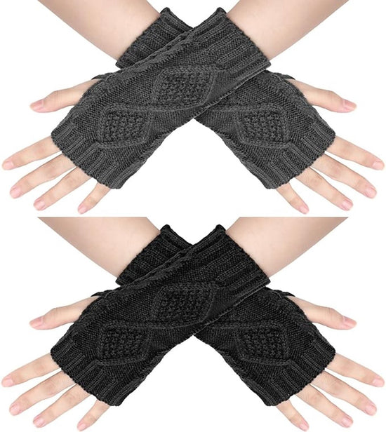 2 Wristbands - Fingerless Gloves - Knitted Women&