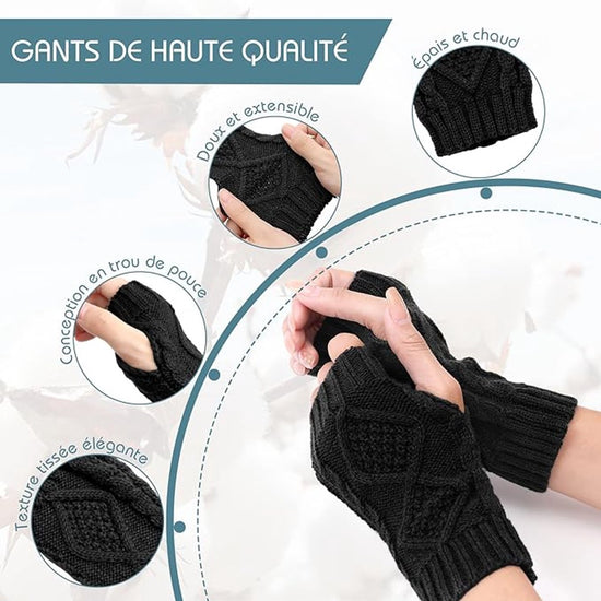 2 Wristbands - Fingerless Gloves - Knitted Women&