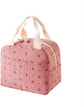 Lunch Bag - Corduroy - Lunch Box for Students/Work - Insulated Bag - Waterproof - Portable Handle - Cute Lunch Bag - Pink