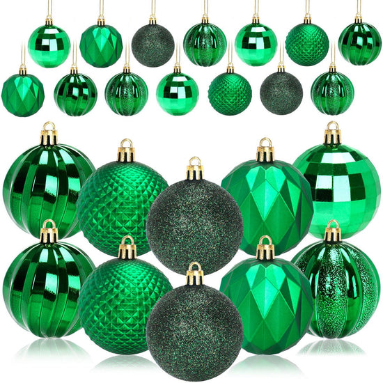 Christmas Baubles - 24 pieces - Large size, 6 cm diameter - Unbreakable plastic - Christmas tree decoration - Various Christmas bauble decorations suitable for weddings, Mother&