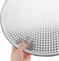 Stainless Steel Pizza Pan - Perforated - 16 Inch - Round Pizza Stand - Pizza Tray - Pizza Storage Tray - Oven Safe - Silver for Home and Restaurants