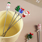 Creative Christmas Fruit Forks, Stainless Steel - Hand-Glazed Cartoon Fruit Picks with Double Prongs - Santa Claus - Christmas Tree - Fruit Fork Set (Set of 6)