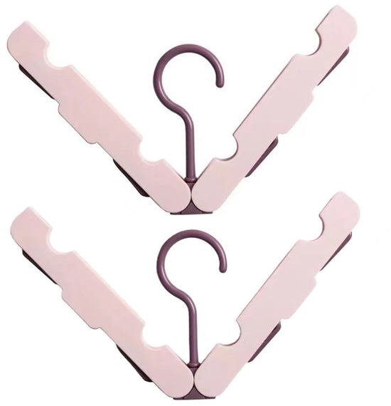 Folding Clothes Rack (Two-Piece Pack) - Hanging Clothes Rack - Portable Folding Hanger with Hook - Ideal for Travel, Campers, Travelers and Small Spaces - Pink