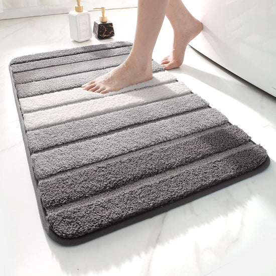 Living room carpet - Bathroom carpet - Non-slip bath mat - 40 x 60 cm - Absorbent underlay - Machine-washable carpet with soft water microfiber - Suitable for bathtubs, showers, Gray