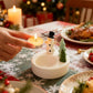 1 Piece - Ceramic Tea Light Holder - Desk Decoration - Snowman Candle Holder - Dining Table Ornament - Farmhouse Winter Decoration (Style 1)