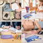 Storage Bags - Set of 6 - Pencil Case - 6 different colored mesh pockets with zipper - Nylon pencil case - 23x12 cm
