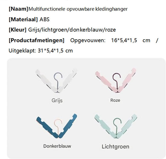 Folding Clothes Rack (Two-Piece Pack) - Hanging Clothes Rack - Portable Folding Hanger with Hook - Ideal for Travel, Campers, Travelers and Small Spaces - Light Green