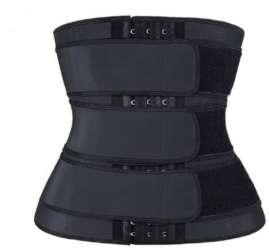Women Sweat Reducer Training Belt - Sweatband - Waist Trainer - Slimming Belly Band - 3-Row Closure & Breathable Material - Extended Sizes (S to 6XL) - Black, 6XL