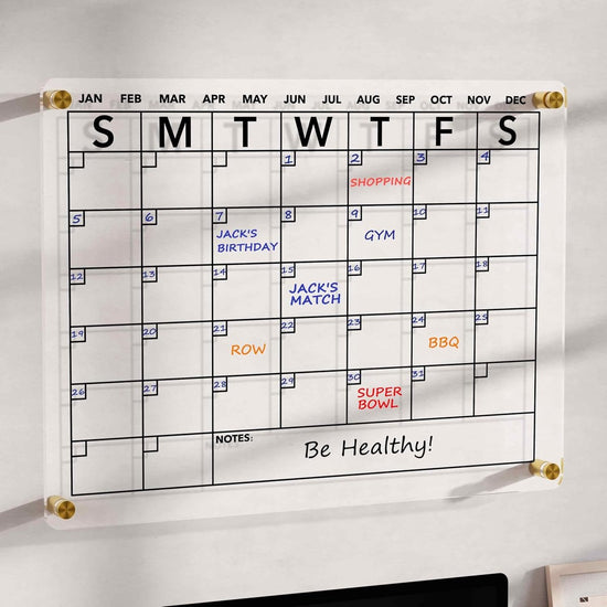 Magnetic Weekly Planner - Planning Board - Family Planner - To-Do Planner | Transparent Acrylic | Erasable | Includes 8 colored markers 30*20cm