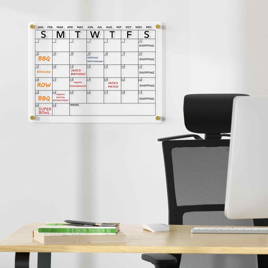 Magnetic Weekly Planner - Planning Board - Family Planner - To-Do Planner | Transparent Acrylic | Erasable | Includes 8 colored markers 30*20cm