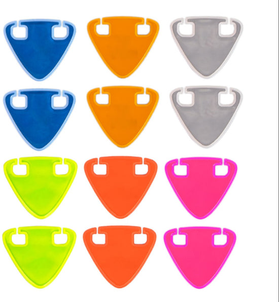 Reflective Stickers - Pack of 12 - Reflective Safety Markers for Night Riding - Highly Visible Bicycle Triangle Warning Signs - Universal Bicycle Accessories - 6 Colors