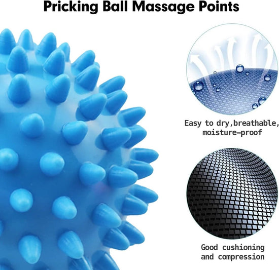Massage Balls - (Pack of 3) - Trigger Point Massage Balls - Massage Balls with Soothing Points - Pointed Balls - Hedgehog Balls - Trigger Point Exercise Balls - For massaging leg, shoulder, hip and foot muscles (Blue/Black 7.5 cm)