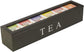 Tea Box - Tea Box 6 Compartments - Wooden Tea Box - Suitable for Loose Tea - 43 × 9 × 8.7 cm - Black