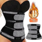 Women Sweat Reducer Training Belt - Sweatband - Waist Trainer - Slimming Belly Band - 3-Row Closure & Breathable Material - Extended Sizes (S to 6XL) - Gray, L