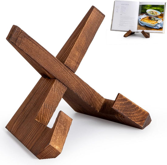 Recipe Rack - Wooden Recipe Shelf - Cookbook Rack - Multifunctional Display Rack - Kitchen Decoration - Brown