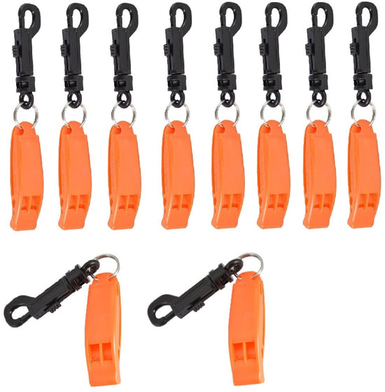 Emergency Whistle (10-Piece Whistle) - Sturdy and Durable Whistles, Suitable for Referees, Coaches, Emergencies, Lifeguards, Basketball, Football, Diving, Hiking, Adventure Sports, etc - Orange