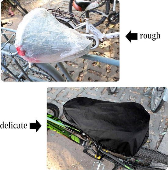 Waterproof Bicycle Saddle Cover with Drawstring - Black - Universal Size 24x27 cm - Protects Against Rain & Dirt