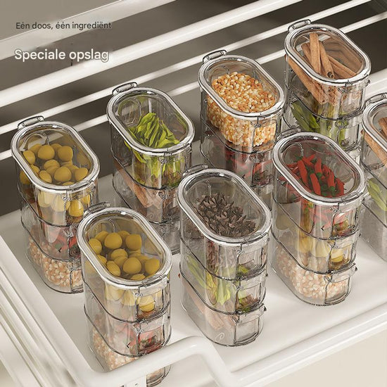 Storage Jars - 3-Tier - Sealed Storage Bottles - Spice Bottles - Storage Boxes - Kitchen Storage Bottles