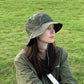 Hat - Sun Hat - Outdoor Jungle Hat - Foldable Bucket Hat - Rain Hat - Unisex - With Removable Chin Strap - 2-Piece (Black + Brick Red)