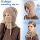 3-in-1 Insulated Hat, Scarf & Face Mask - Ski Face Mask - Warm Knitted Windproof Headband/Scarf for Fall/Winter - Suitable for Skiing, Hiking and Other Outdoor Sports - Khaki