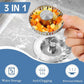 Sink Drain Strainer - 3-in-1 - Stainless Steel - Collapsible Sink Stopper - Strainer - Silver