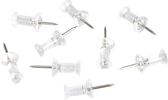 Set of 200 Transparent Push Pins - 11mm Long - Suitable for noticeboards, cards, posters and craft projects