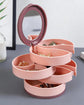 Jewelry Box - Foldable Storage Box - Rotating Jewelry Box with Multiple Layers - Elegant Storage Box for Earrings - Dust-free and Compact - Suitable for Earrings and Jewelry (Pink)