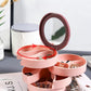 Jewelry Box - Foldable Storage Box - Rotating Jewelry Box with Multiple Layers - Elegant Storage Box for Earrings - Dust-free and Compact - Suitable for Earrings and Jewelry (Pink)