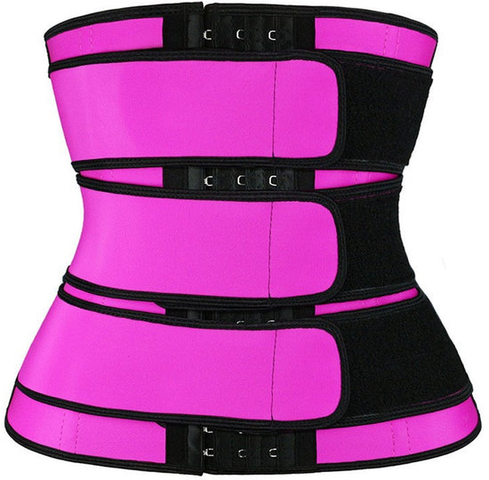Women Sweat Reducer Training Belt - Sweatband - Waist Trainer - Slimming Belly Band - 3-Row Closure & Breathable Material - Extended Sizes (S to 6XL) - Red, 6XL