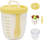 Fruit Bowl - Salad Bowl - Leakproof reusable food container with lid and draining basket - Suitable for work, school, and travel. - 650 ml (Yellow)