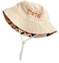 Baby Hat - Reversible Summer Hat - Summer Hat with Embroidered Letters - Size 48
