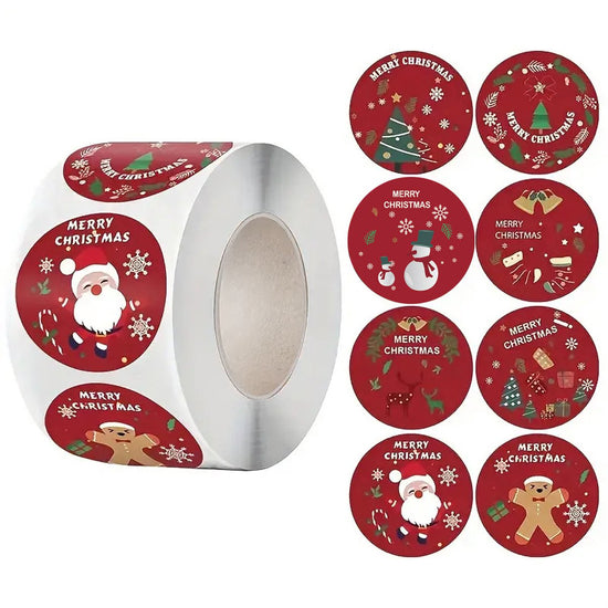 Stickers - Christmas Stickers - Cartoon Stickers - 2 Rolls - Approximately 500 stickers per roll - The best choice for decorating Christmas gifts