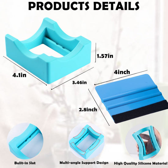 Vinyl Sticker Applicator for Cups - Silicone Cup Holder with Felt Edge Scraper - Silicone Cup Holder - Insulated Mug Holder - Non-Slip Glass Cup Holder - One-Handed Sticking for Mugs & Bottles - DIY Accessory - Vegetable