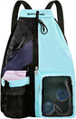 Backpack - Sports Bag - Travel Bag - Training Bag - Swimming Bag - 30*15*45cm - Mesh Material - Drawstring Design - Side Storage Space - Unisex - Suitable for Fitness, Swimming, Travel, Dancing, Camping（Blue）