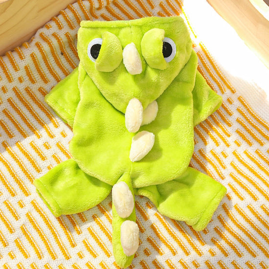Warm Pet Clothing - Cute Dinosaur Dog Suit - Warm Fleece Pet Clothes for Small Dogs - Green (Size L)