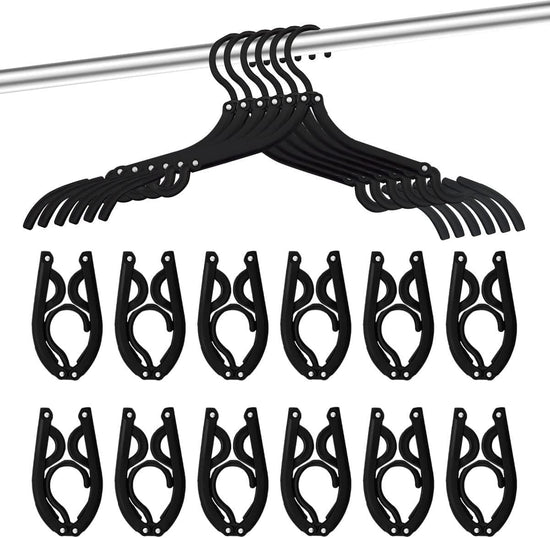 12-pack - Travel Hangers - Portable - Foldable Hangers - Travel Accessories (Black)