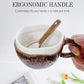 Drinking Cup - With spoon - Ceramic mug - Shape of coconut - Capacity 10oz - Suitable for tea, oatmeal, hot chocolate, etc. - Nice gift mug for home and office