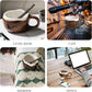 Drinking Cup - With spoon - Ceramic mug - Shape of coconut - Capacity 10oz - Suitable for tea, oatmeal, hot chocolate, etc. - Nice gift mug for home and office