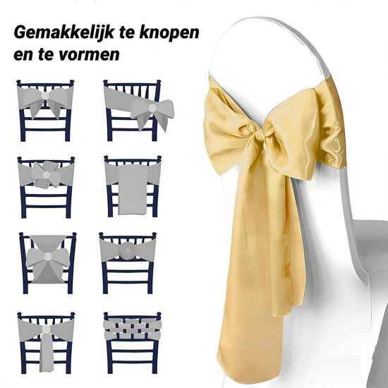 Elastic Chair Covers - 10 Pieces - Chair Covers - Chair Bows - Chair Decorations - Christmas Decorations - Suitable for Weddings, Parties, Banquets - Elegant Chair Bows - Christmas Decorations for Events - Yellow