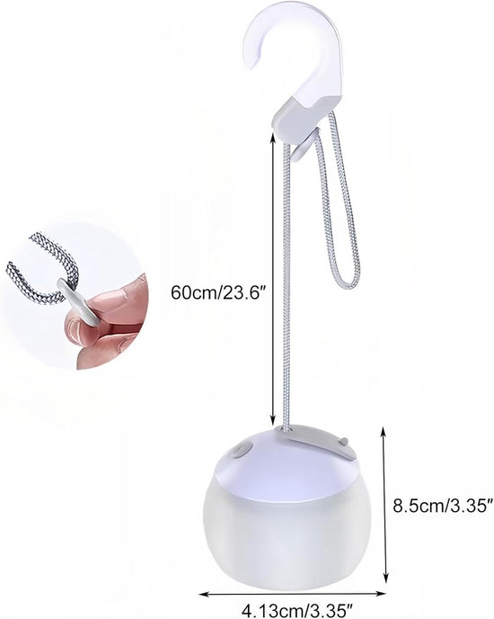 Night Light - Outdoor Camping Lamp - Atmospheric Decorative Lighting - Round Camping Lamp - 3 Brightness Levels - Hook Mount - Suitable for emergencies, tents, fishing, and other occasions. (White)