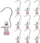 Clothes Pegs - Hangers with Clips - Stainless Steel Trouser Clips with Anti-Slip - Clothes Hooks - Hat Clips - Sock Clips - For Skirts, Trousers & Scarves (Pink, Pack of 10)