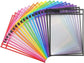 Erasable and Writable Folders - Pack of 20 | Includes 20 water-based whiteboard markers and 2 erasers - Transparent plastic folders/protective covers - Drawing and tracing bags for young children - Erasable and writable - Random colors