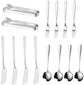 cutlery set - 14-piece set - cheese knife | pastry forks| oval coffee spoons | kitchen tongs & serving tongs
