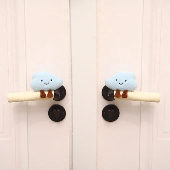 Protective Cover - Set of Two - Cute Cloud-Shaped Door Handle Gloves - Decorative Door Handle Protector Cover - Door Accessories (Blue)