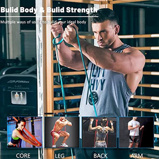 Resistance Bands - Pull-up Bands - Training Bands - Fitness Bands - Set of 5 Bands - 5 Different Resistances - Set for Training, Fitness, Exercises, and Physical Therapy for Men and Women - Includes Carrying Bag