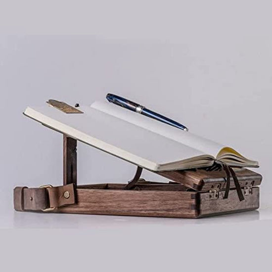 Multifunctional Wooden Shoulder Bag - Vintage Design for Artists & Writers - Artist Tool Set - Brush, Tool Storage Box - Sketch Box - Easel - with Storage Pockets and Adjustable Strap - 25x19x6 cm