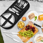 2 Person Cutlery Set (10-piece) - Camping Set for 2 People - Spoons, Knives, Forks, Steak Knives - 10 Pieces Stainless Steel Cutlery - Including Carrying Bag - For Picnic & Travel - Silver