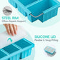 Silicone Freezer Containers with Lids - Bouillon Cube Trays - Large Ice Cube Trays - Easy Meal Prep Kitchen Storage Containers - Freezer Storage Containers for Stock, Sauces & Bouillons - 1 Pack