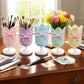 Tulip-shaped pen holder - pen rack - creative desk decoration - refined (Blue)