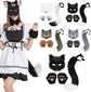 3-Piece Fox Costume Accessory Set – Fluffy Mask, Tail and Gloves – Suitable for Parties & Carnival （Grey）